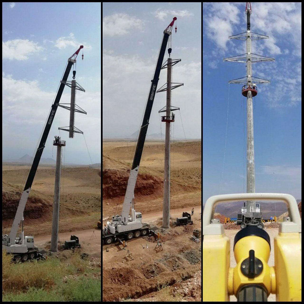 اجرای خط فوق توزیع ۱۳۲ کیلوولت دو مداره در سایت صنایع سنگین ارس